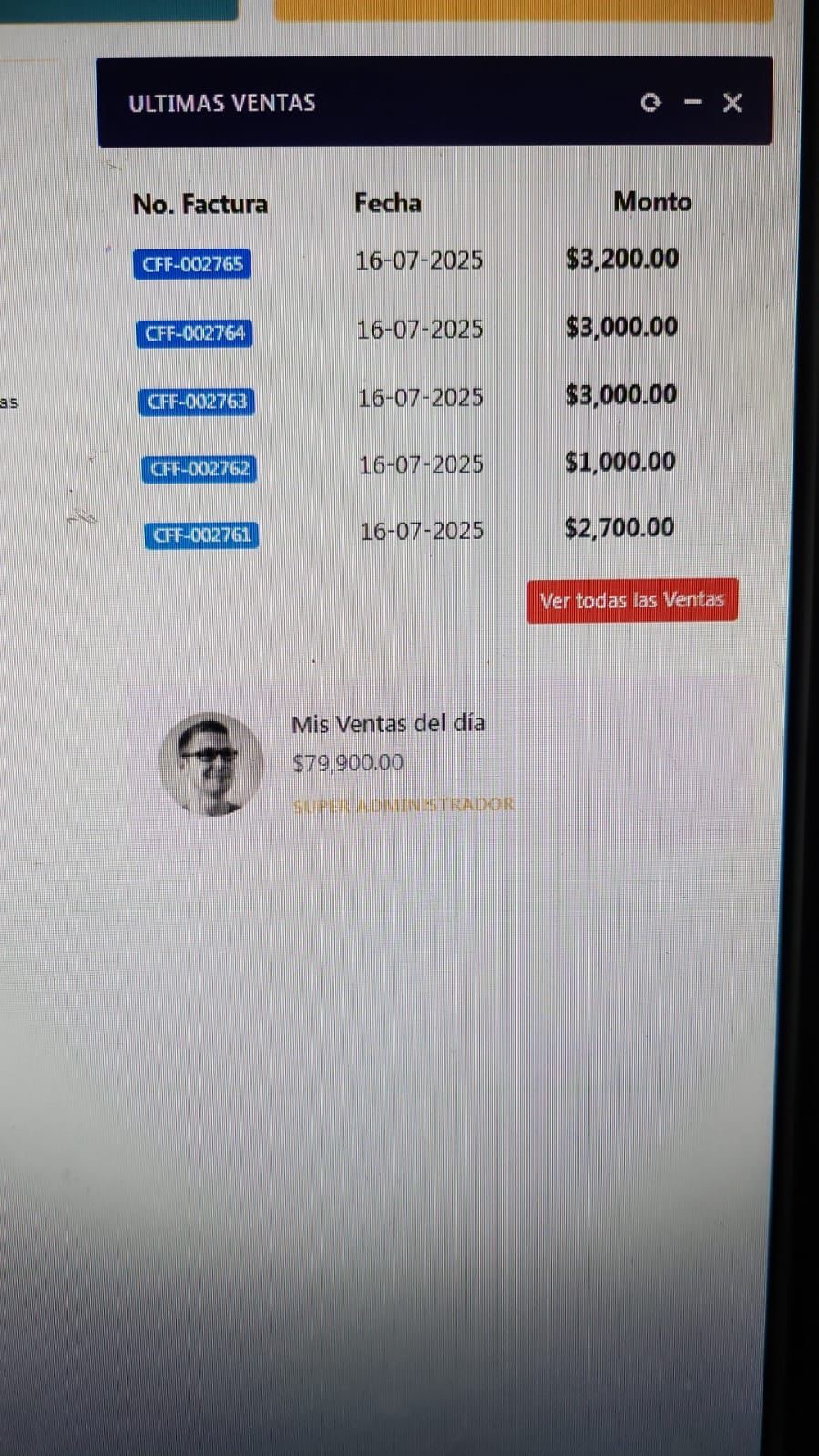 Captura de ventas - Antes